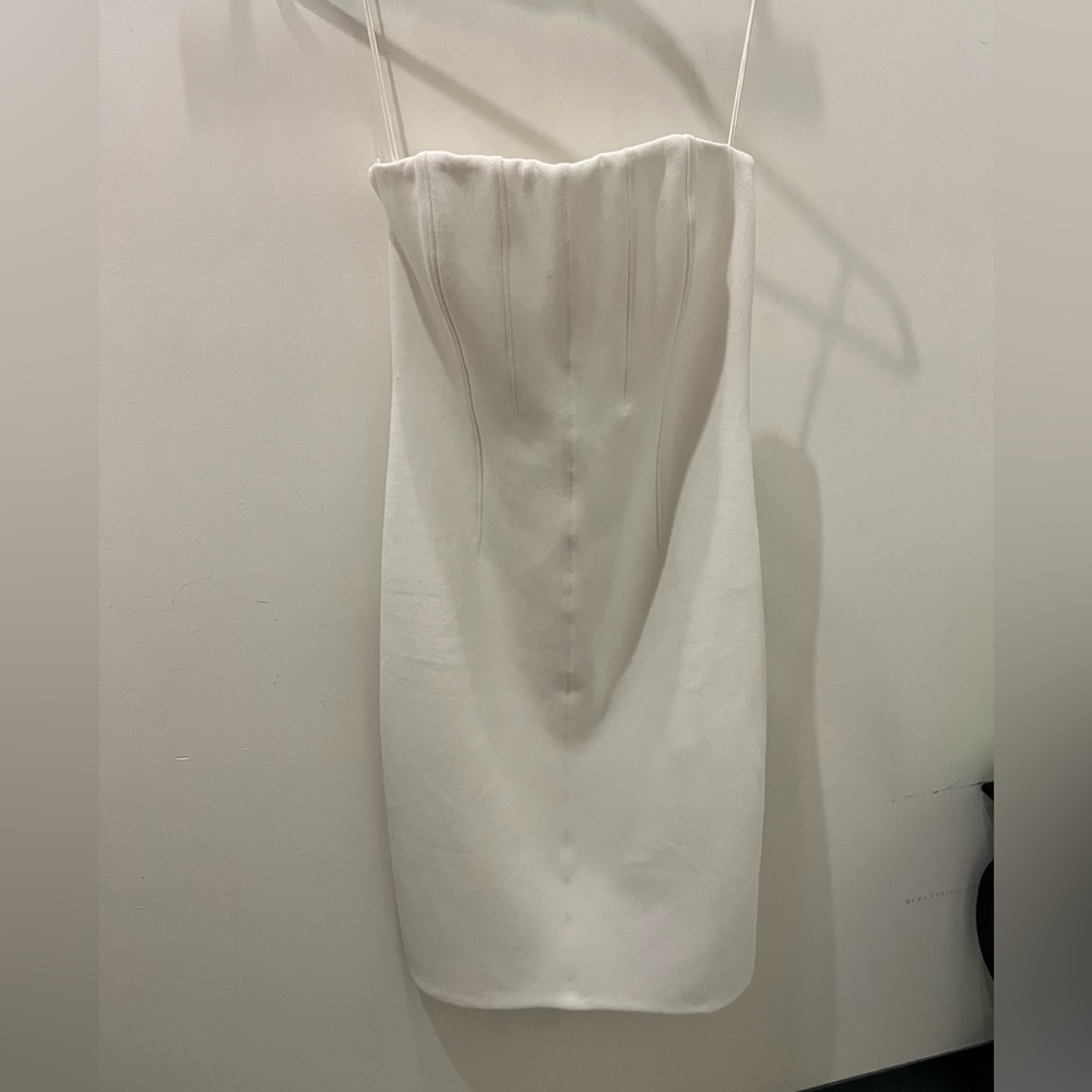 Alice+olivia white strapless dress